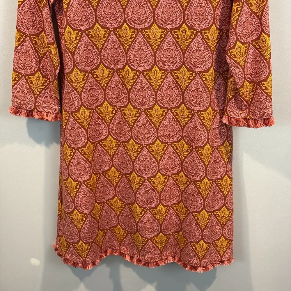 Spartina 449 Island Fringe Pink House 3/4 Sleeves Dress Size Small - Picture 4 of 7